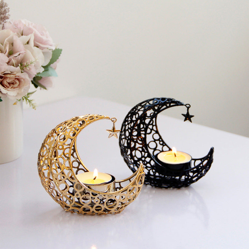 Light Luxury Crescent Moon Star Moon Candle Holder