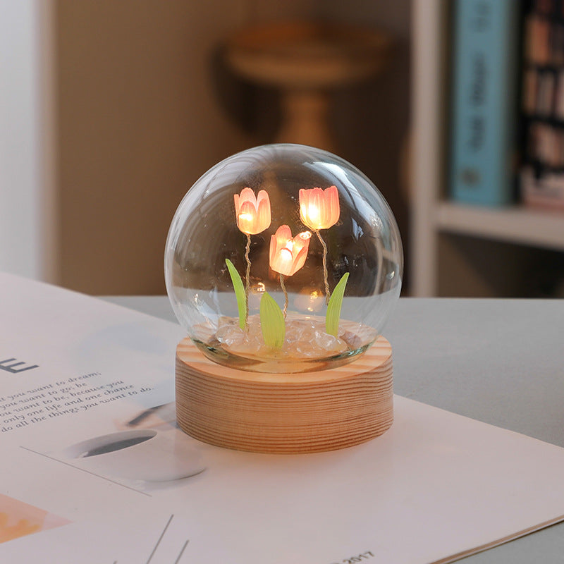 Artificial Tulip Flower Night Light Ornaments Lamp LED Night