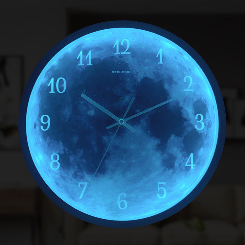 12-inch Wall Clock For Home Decoration Blue Moon Sound Control