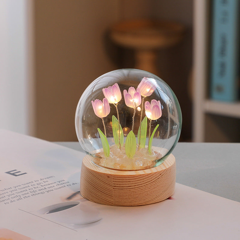 Artificial Tulip Flower Night Light Ornaments Lamp LED Night