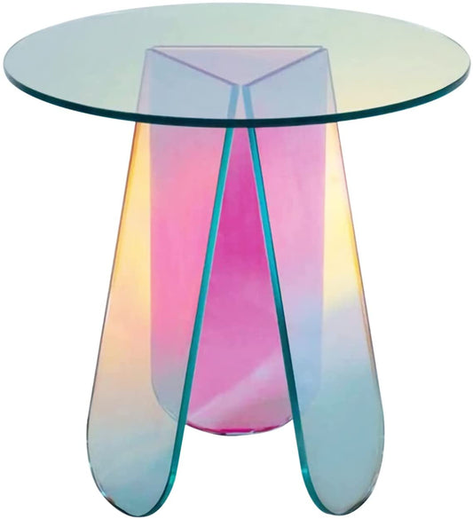 Acrylic Rainbow Color Coffee Table Iridescent Glass