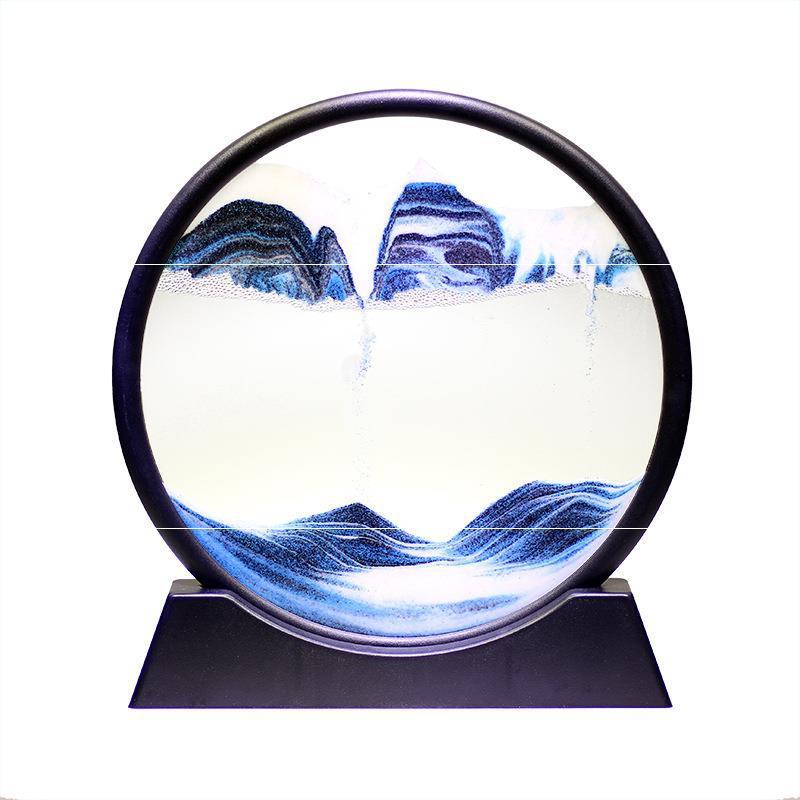 3D Landscape Quicksand Painting Round Glass Crafts