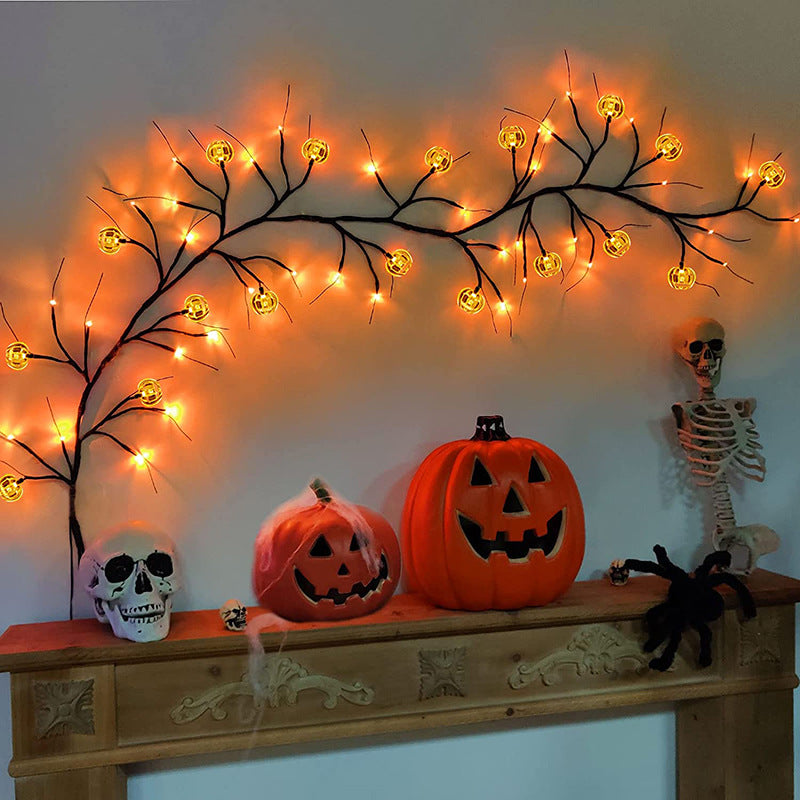 Halloween LED Willow Vine String Light Cool Cartoon Bat Pumpkin