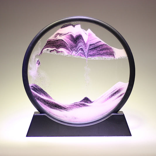 3D Landscape Quicksand Painting Round Glass Crafts