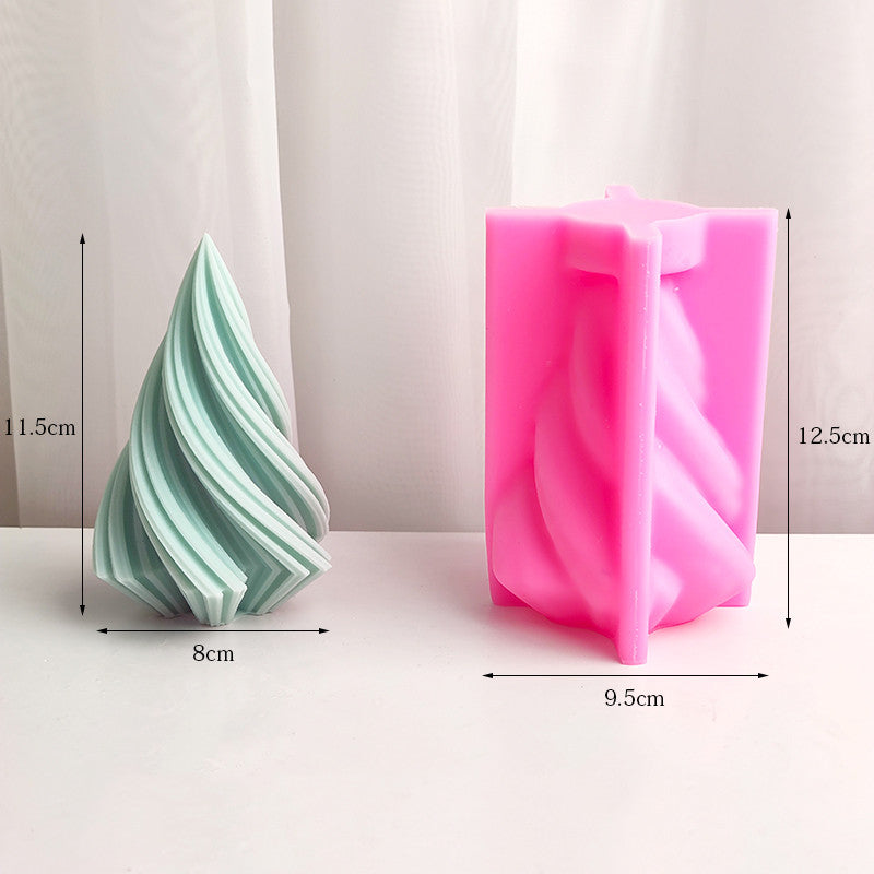 Large Rotary Cone Candle Mold DIY Christmas Tree Geometric Striped Soap