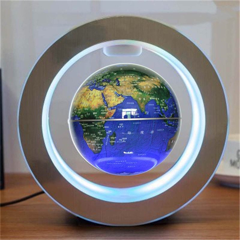 Round LED World Map Floating Globe Magnetic Levitation