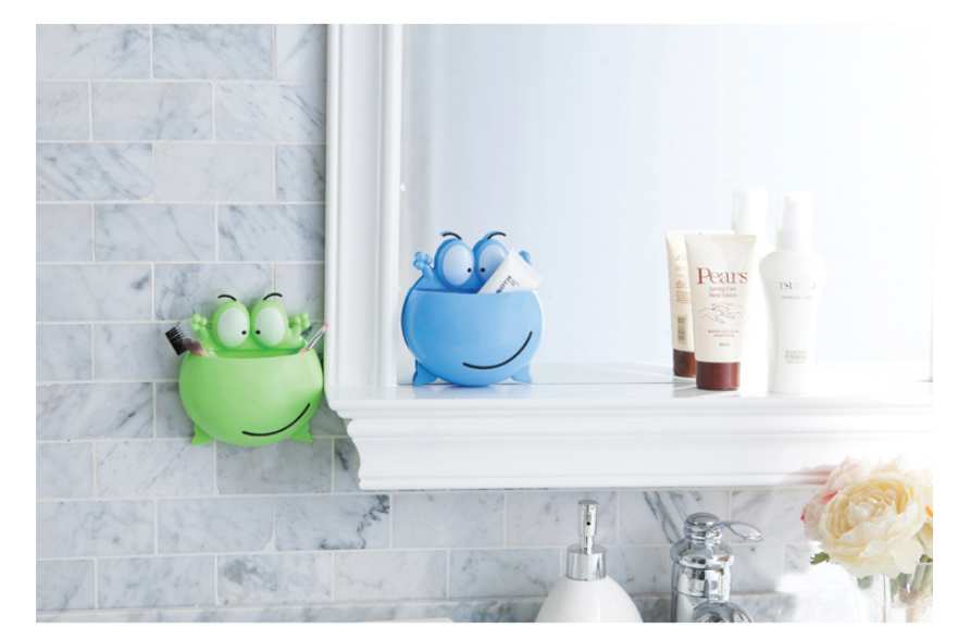 Creative Cartoon Frog Toothbrush Holder Bathroom Suction Cup