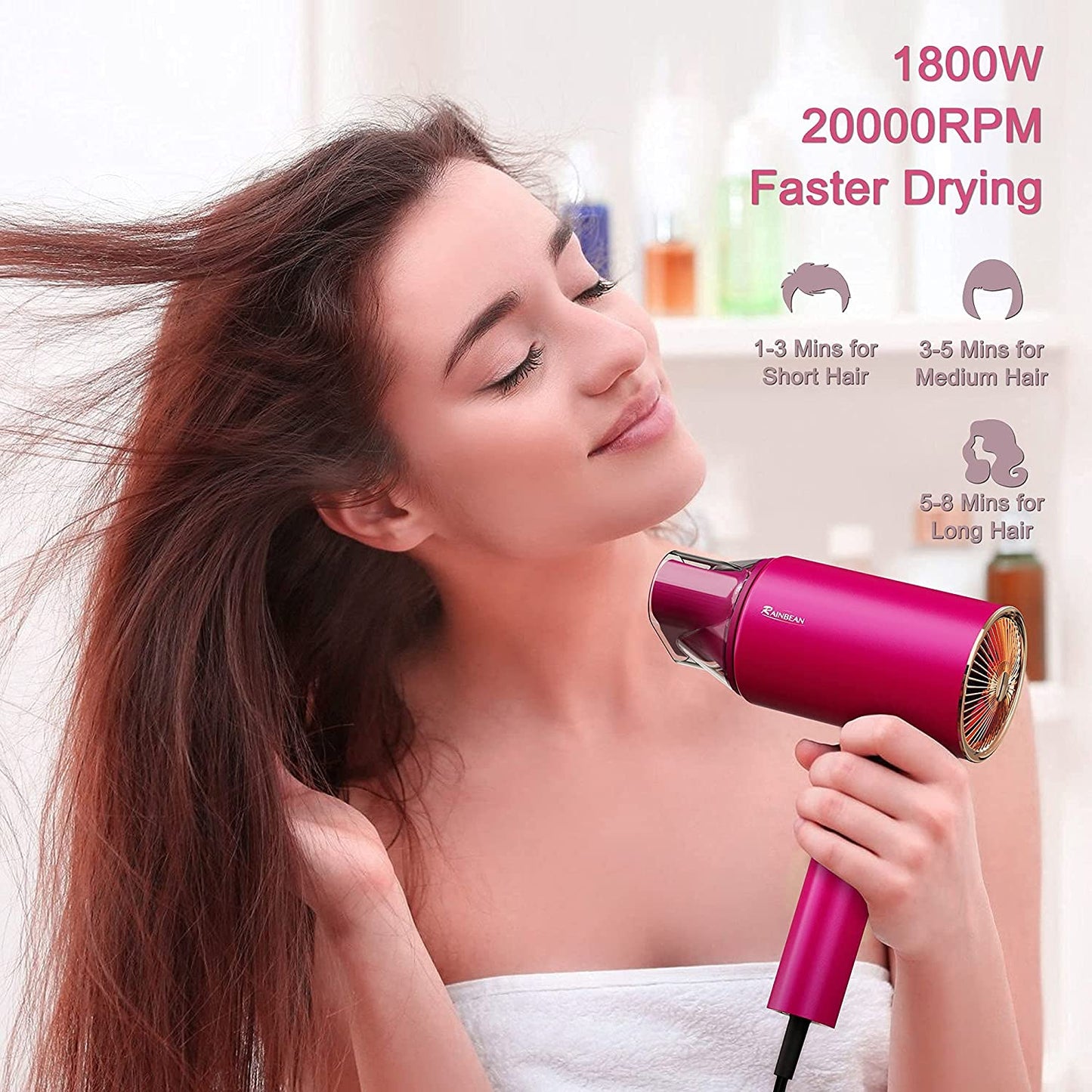 Water Ionic Hair Dryer 1800W Blow Dryer With Magnetic Nozzle