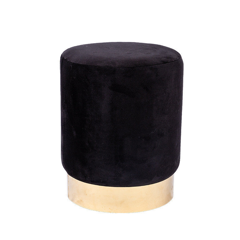 Small Stool Modern Simple Golden Trim Fabric Round Stool