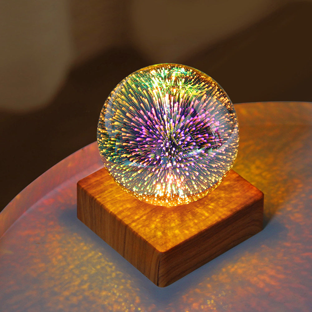 USB 3D Firework Crystals Ball Night Light  Plug In Romantic Star LED Night Light