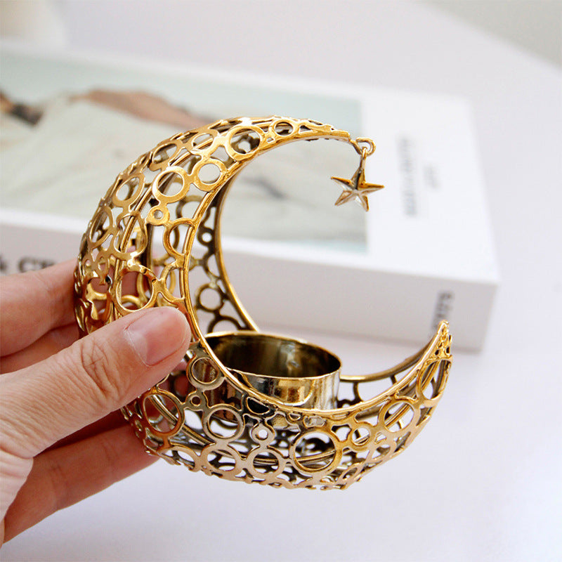 Light Luxury Crescent Moon Star Moon Candle Holder