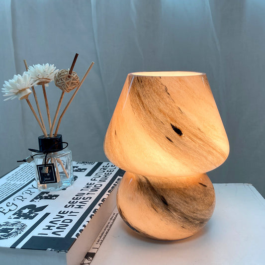 Handmade Glass Mushroom Table Lamp, Bedside Small Night Lamp