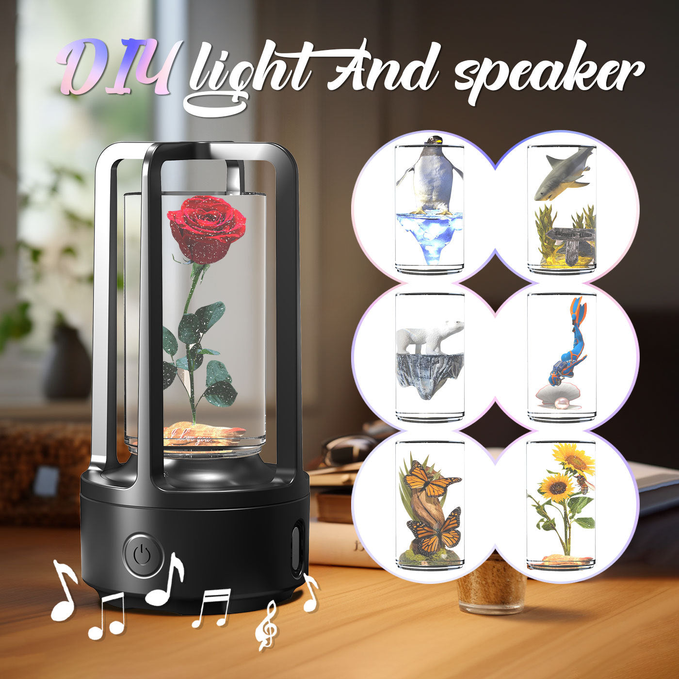 2 In 1 DIY Audio Crystal Light And Bluetooth-compatible Night Light