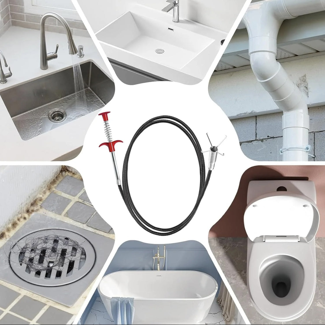 Drain Snake  63in 33in Drain Clog Remover, 60cm 160cm Spring Pipe