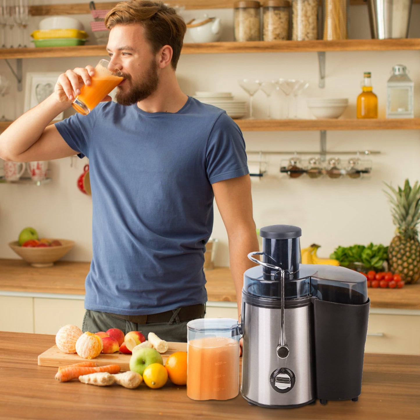 1Pc Centrifugal Juicer Juice Extractor With 2 Speeds 2.6in Wide Feed