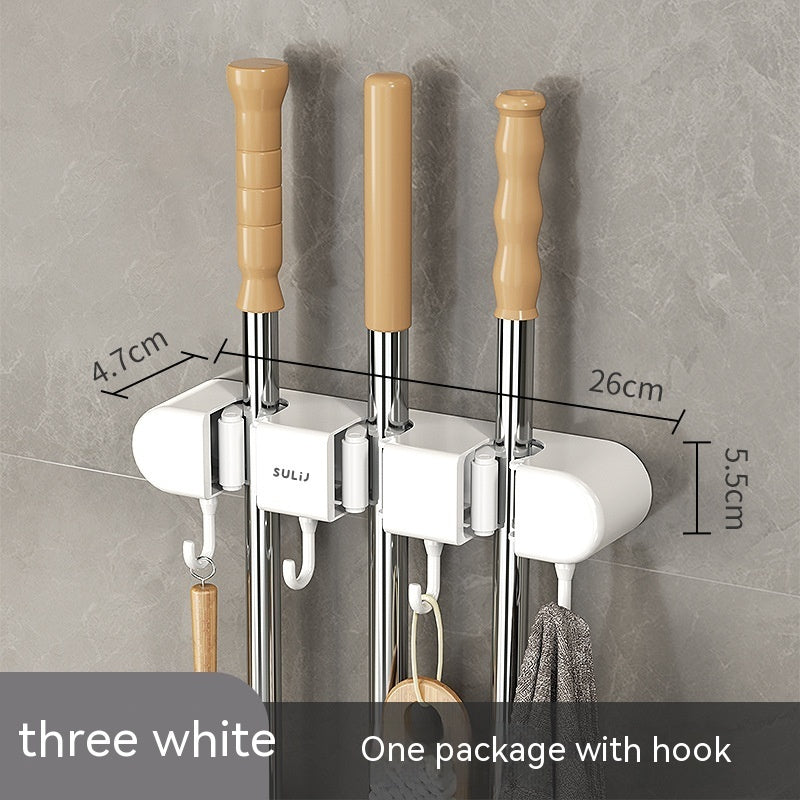 Mop Clip Hook Wall Hanging Free Punch Mop Rack