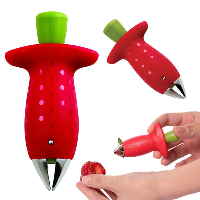 Strawberry Stem Remover Metal Plastic Fruit Leaf Remover