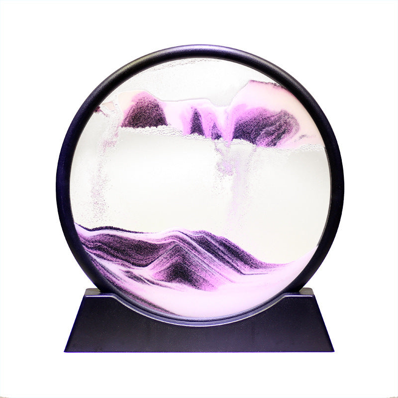 3D Landscape Quicksand Painting Round Glass Crafts