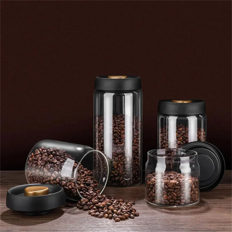 Vacuum Sealed Jug Set Black Coffee Beans Glass Kitchen Gadgets