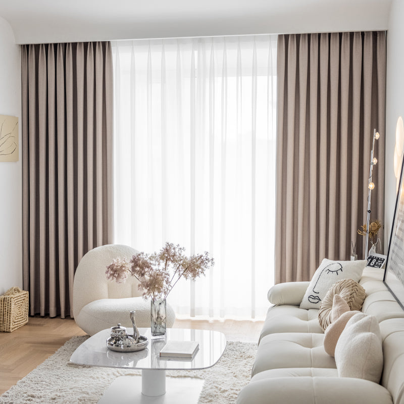 Living Room Bedroom Wheat Grain Solid Color Curtains