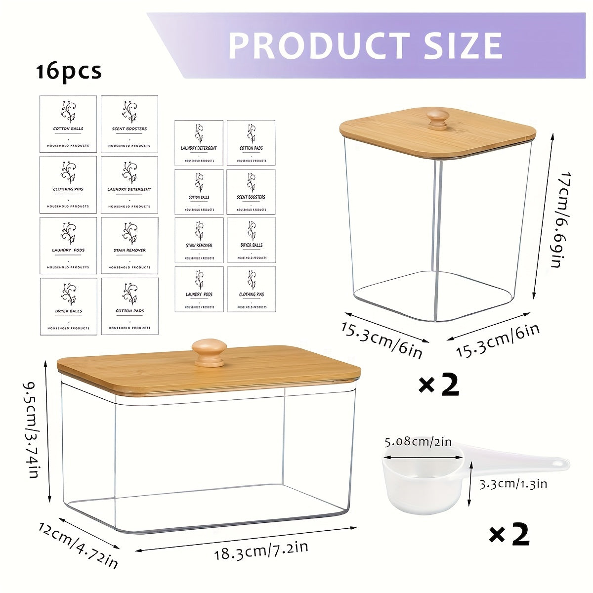 3-Pack Laundry Room Organization Storage Boxes