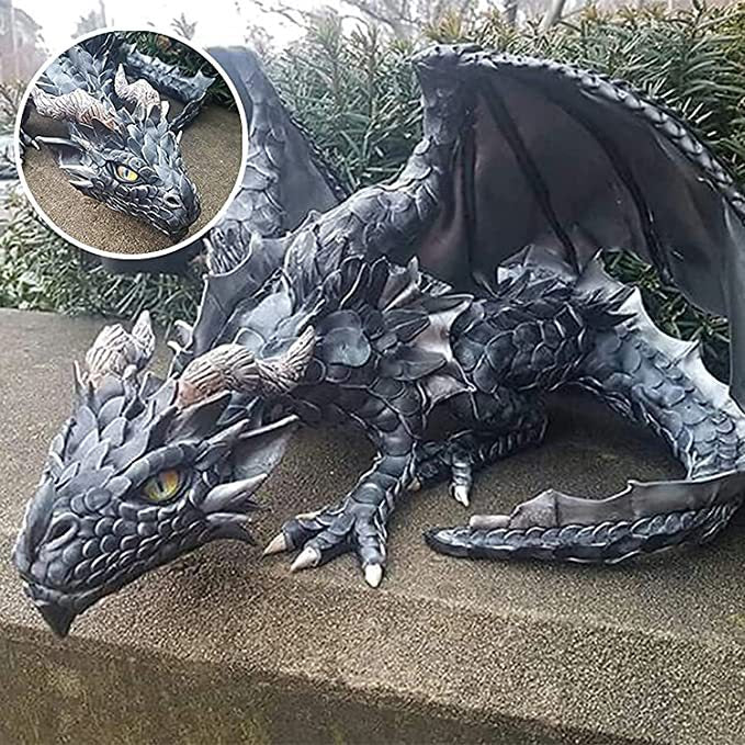 Garden Statue Big Squatting Dragon Sculpture Crafts Ornaments
