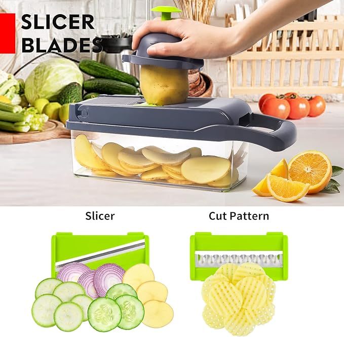 12 In 1 Manual Vegetable Chopper Kitchen Gadgets Food Chopper