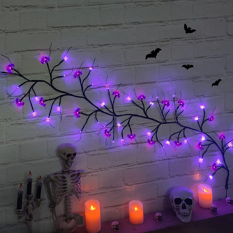 Halloween LED Willow Vine String Light Cool Cartoon Bat Pumpkin