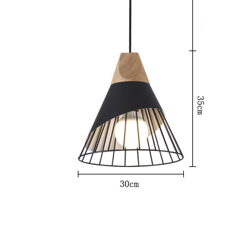 Study Wood Cone Horn Iron Chandelier