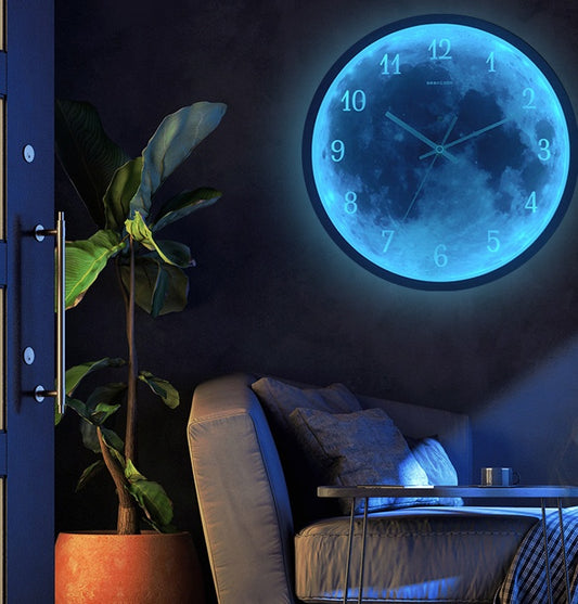 12-inch Wall Clock For Home Decoration Blue Moon Sound Control