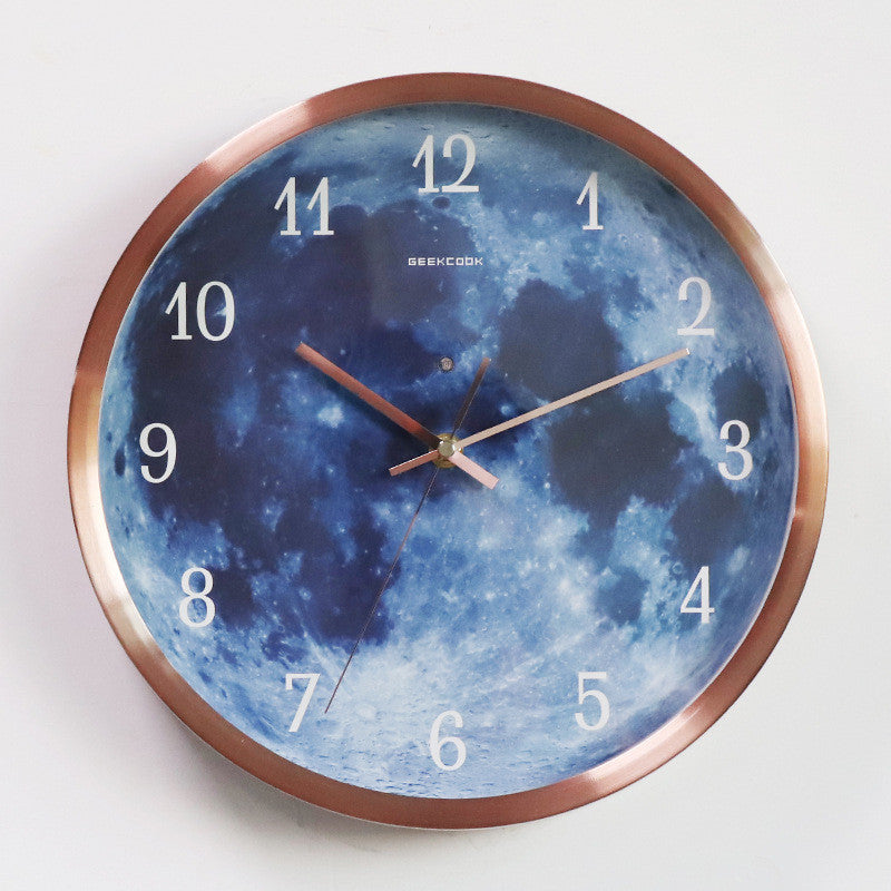 12-inch Wall Clock For Home Decoration Blue Moon Sound Control