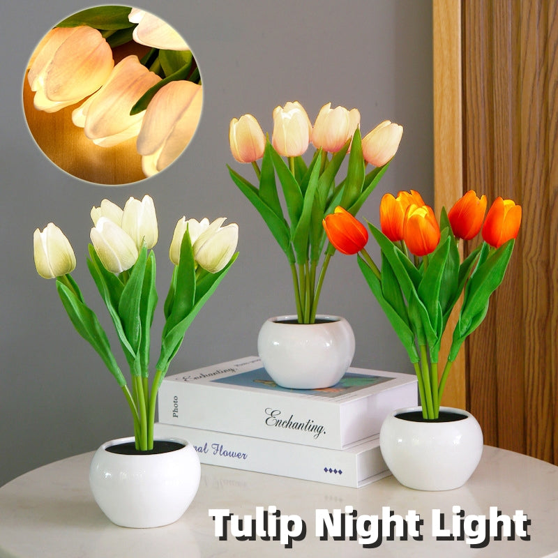 LED Tulip Flower Night Light Artificial Flowerpot Potted Plant