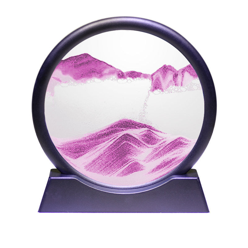 3D Landscape Quicksand Painting Round Glass Crafts