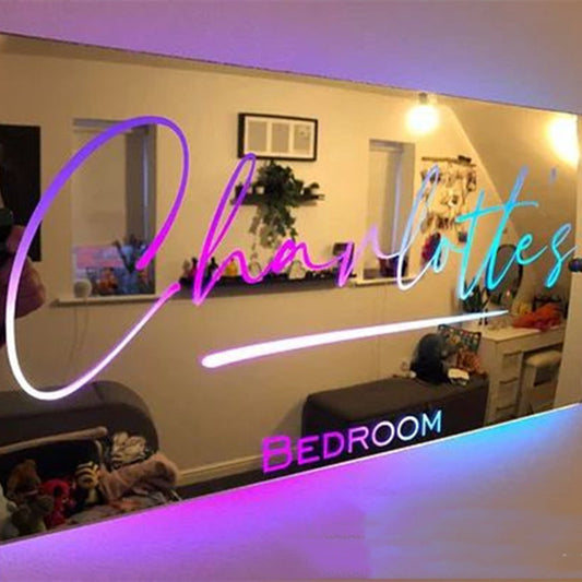 Personalized Name Mirror Light For Bedroom LED Light Up Mirror