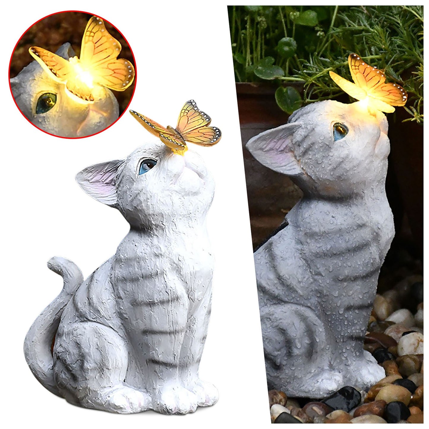 Creative Resin Cat Solar Sculpture Ornaments Outdoor