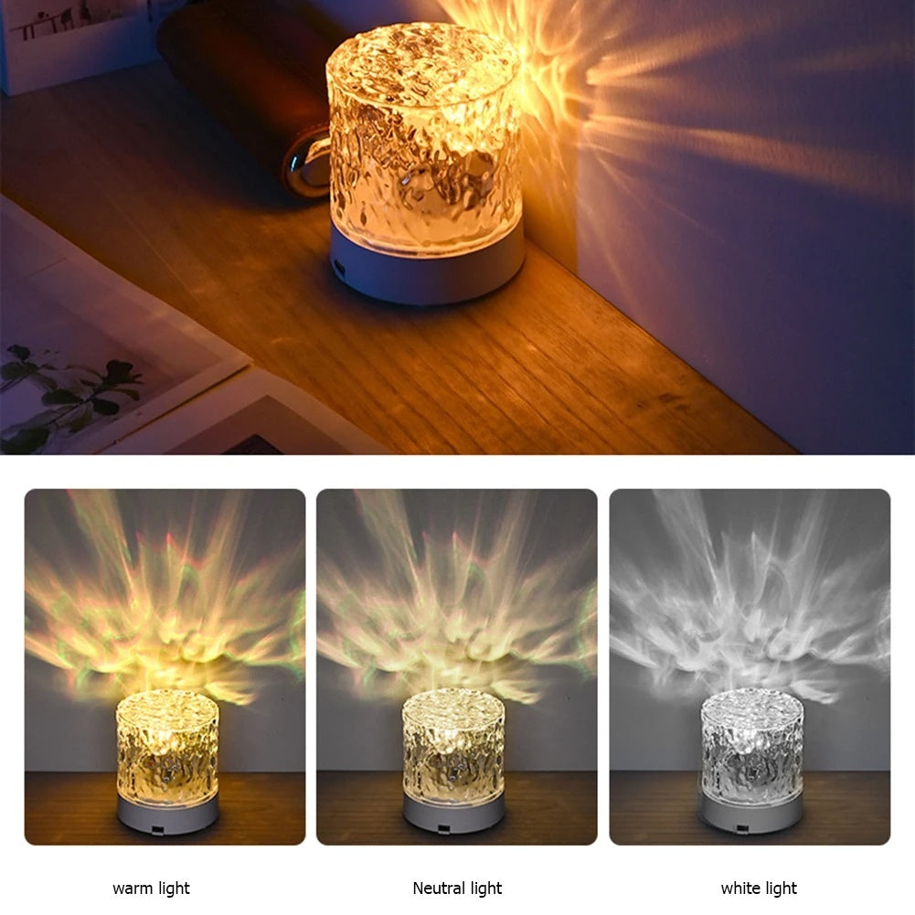 Crystal Lamp Water Ripple Projector Night Light Decoration Home