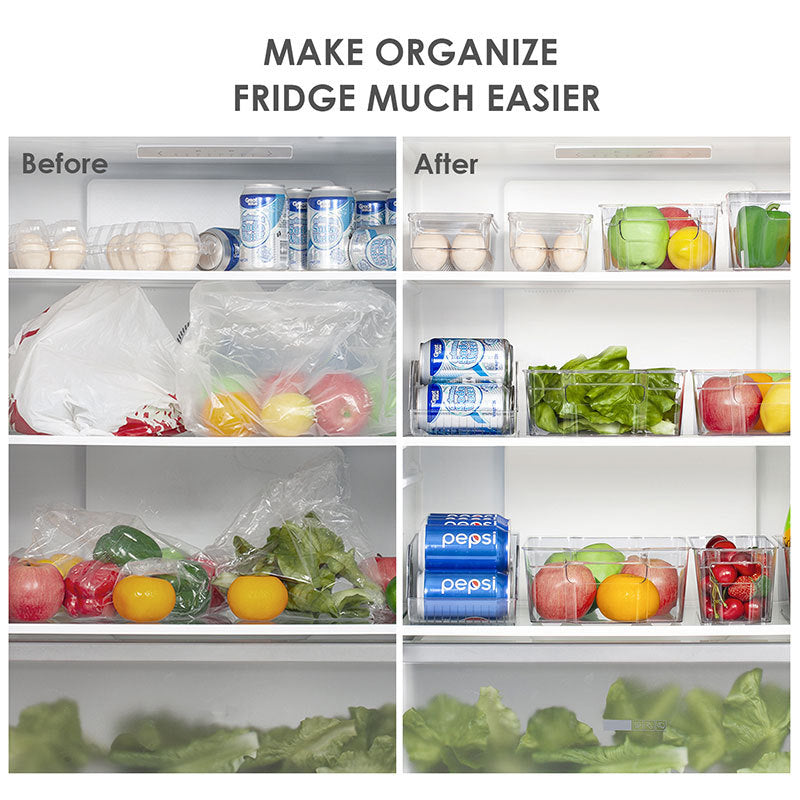 6 pieces Refrigerator Organizer Refrigerator Storage Set Plastic Transparent
