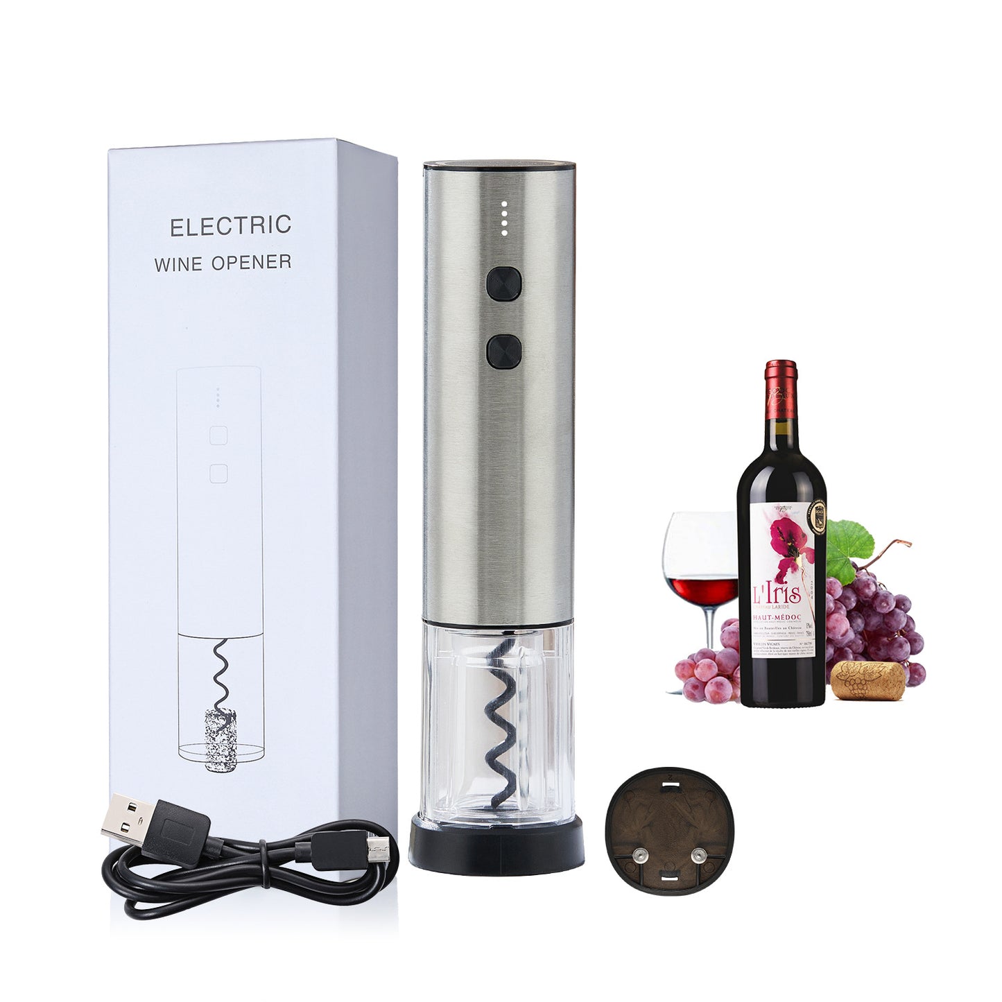 Stainless Steel Wine Electric Bottle Opener Creative Rechargeable