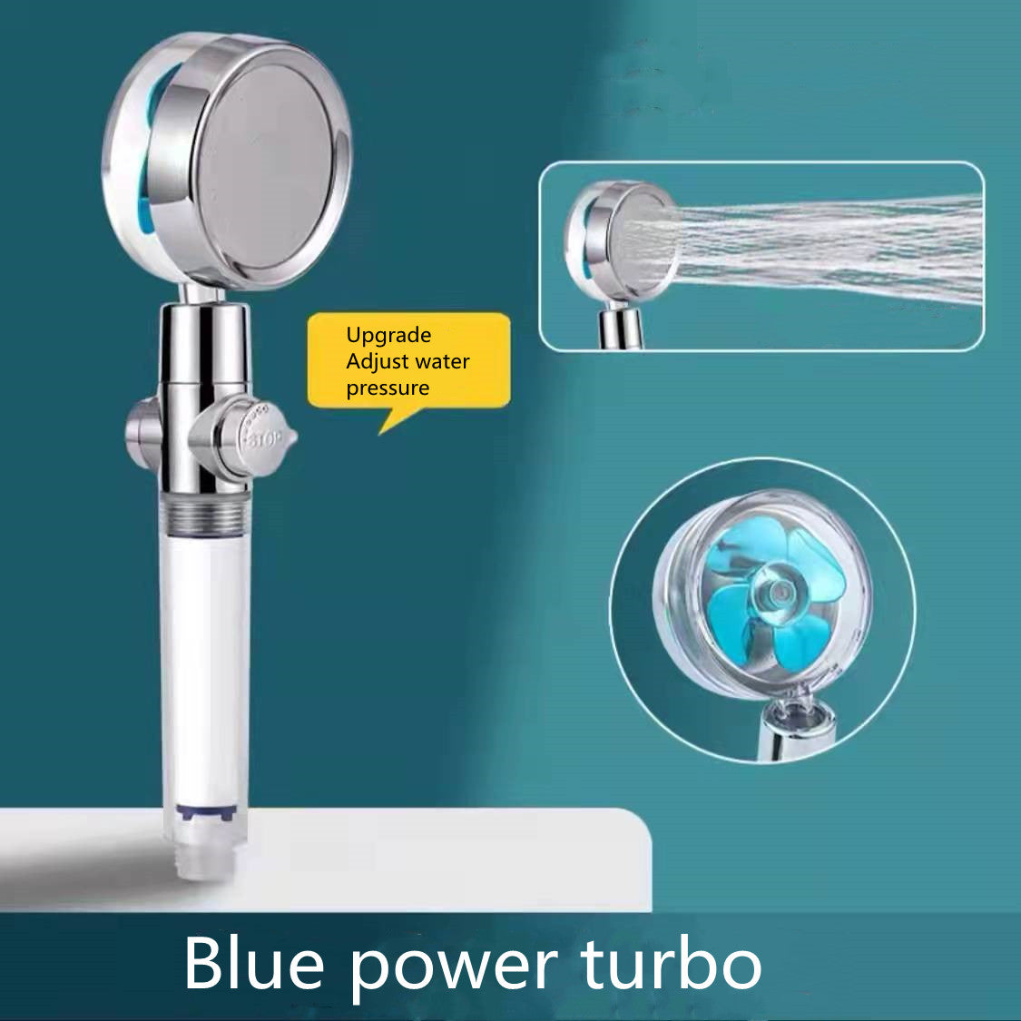 Shower Head Water Saving Flow 360 Degrees Rotating With Small Fan