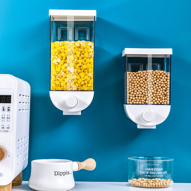 Kitchen Food Storage Easy Press Container Cereal Dispenser Wall Mounted