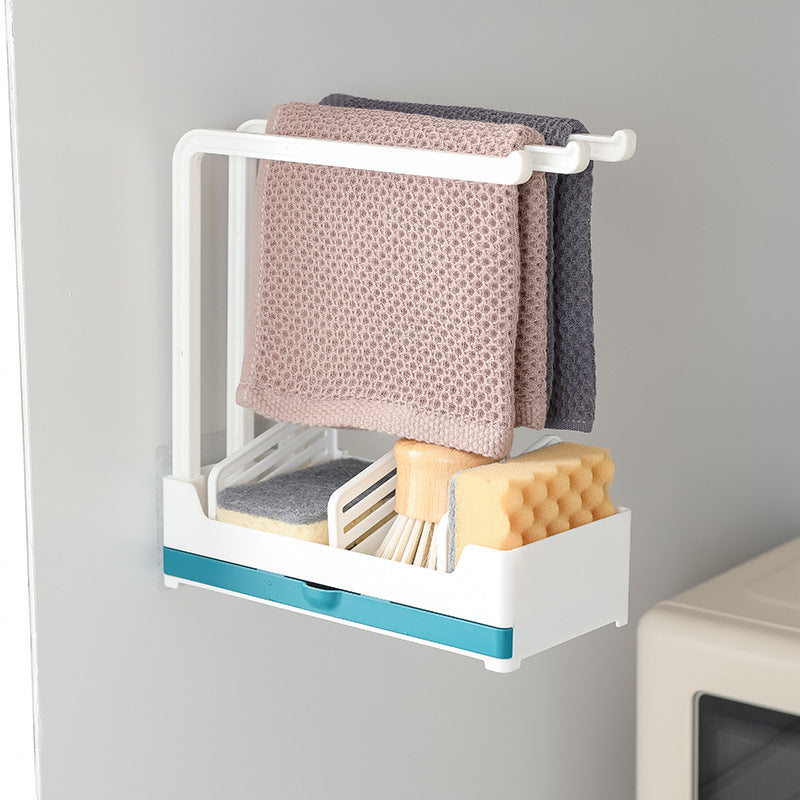 Drain Rack Sponge Storage Rack with Tray Perforation Wall Hanging