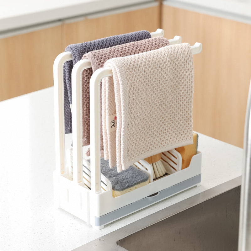 Drain Rack Sponge Storage Rack with Tray Perforation Wall Hanging