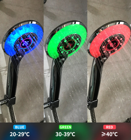 Adjustable 3 Mode 3 Color LED Shower Head Light Temperature Sensor