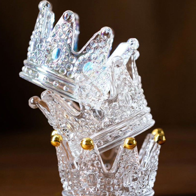 Glass Crystal Golden Crown Candle Holder