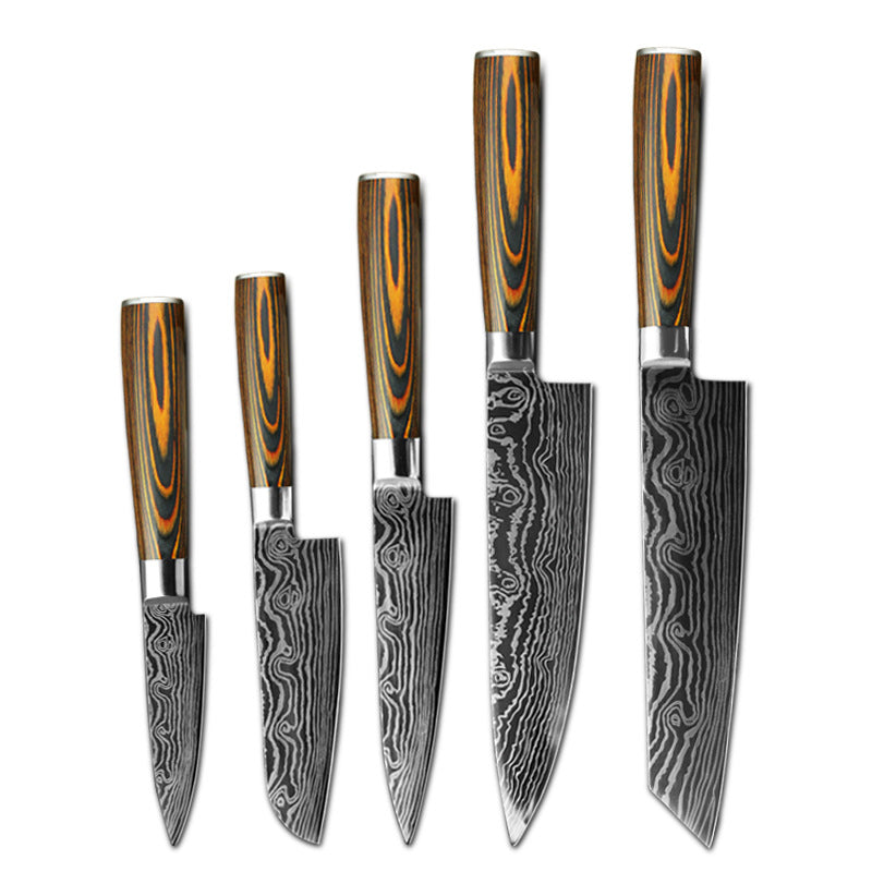 Mascus Knife Set Laser Grain Stainless Steel Kitchen Knife