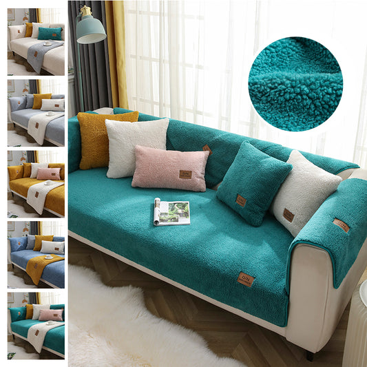 Modern Solid Color Winter Lamb Wool Sofa Towel Thicken Plush Soft