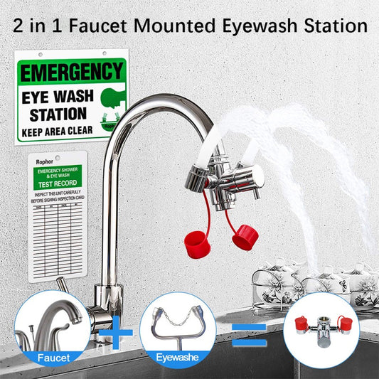 Connected Faucet Eyewash Basin Faucets Wall Mounted Eye Wash Station