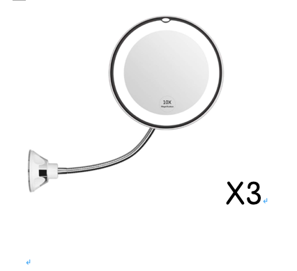 360 Swivel 10x Magnifying Bright LED Lighted Makeup Mirror