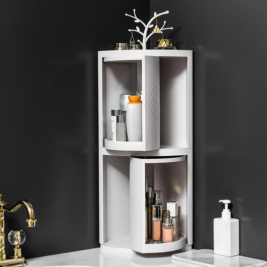 Rotatable Bathroom Makeup Organizer Corner Plastic Wall Mounted