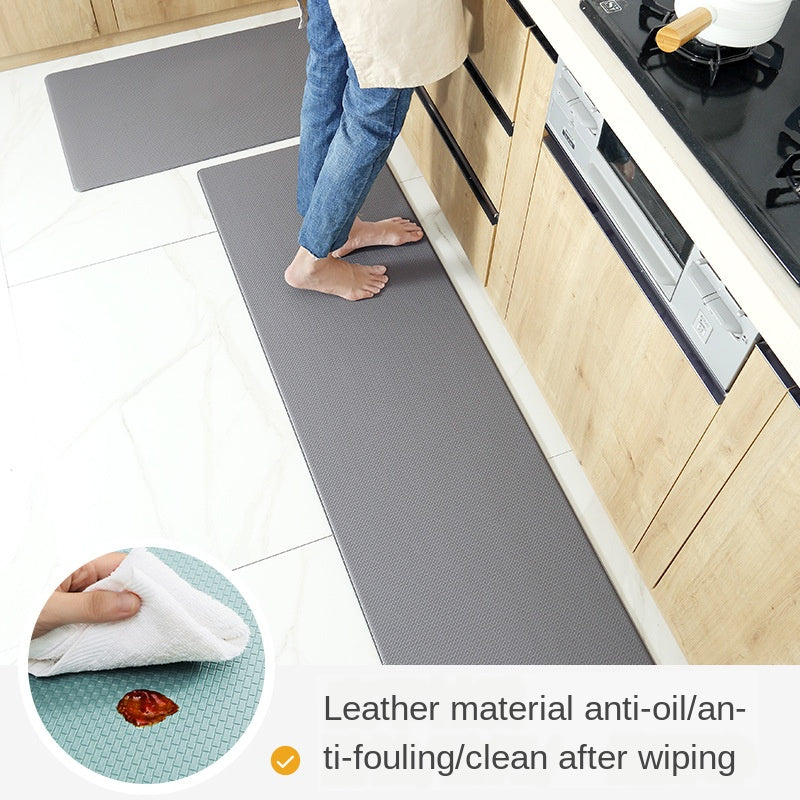 PU Leather Kitchen Floor Mats Simple Modern Oil-proof Long Strip